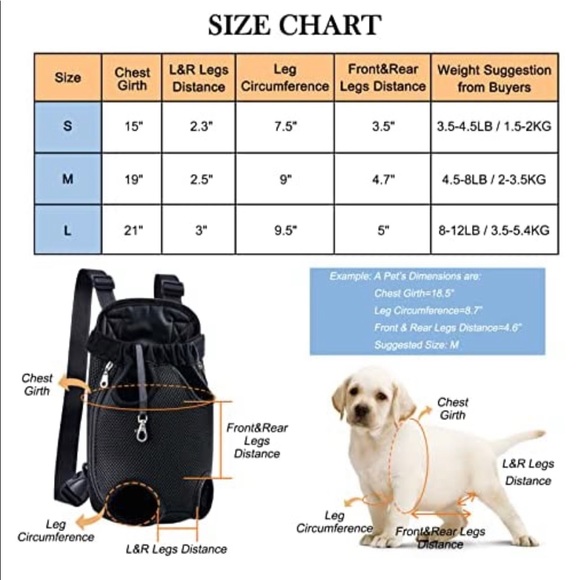 Dog Backpack Front Chest Carrier Pet Carrying Adjustable Hands Free Travel Bag - Picture 6 of 7